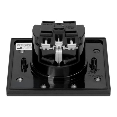 Hermetyczne gniazdo elektryczne, IP44, 1x2P+Z(Schuko), czarne