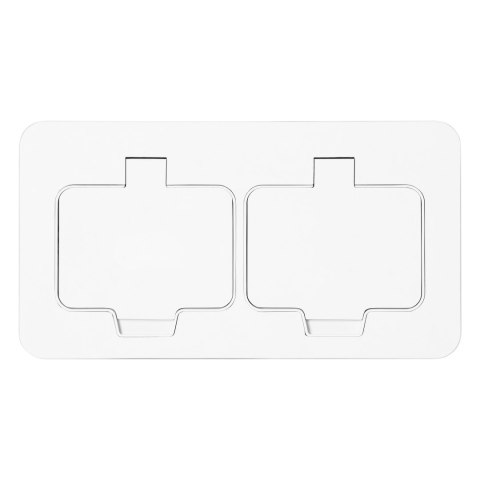 Hermetyczne gniazdo elektryczne podwójne, prostokątne, IP55, 2x2P+Z(French), białe