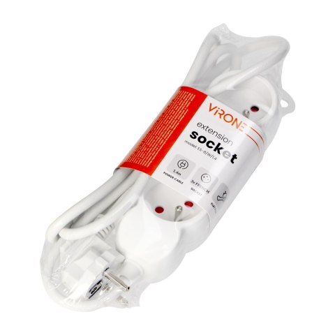Przedłużacz 3x2P+Z,1,4m, 3x1mm?, biały