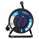 Przedłużacz bębnowy, 4 gniazda 2P+Z, kabel PVC H05VV-F 3x1.5mm2, 50m, termik, przesłony torów prądowych