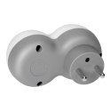 Rozgałęźnik 2P+Z, USB-A+C, biało-szary