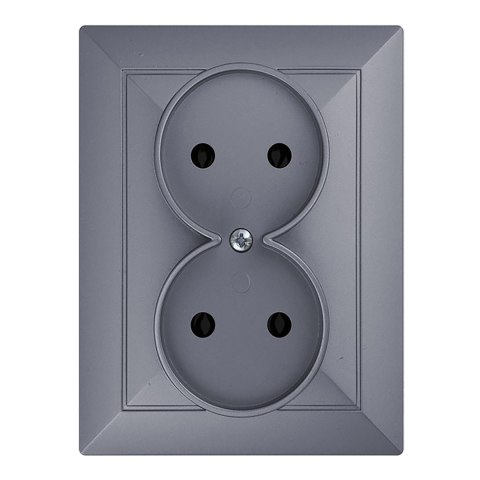 Gniazdo podwójne p/t 2x2P Pearl, 16A, 250V, PT-5 P, antracyt