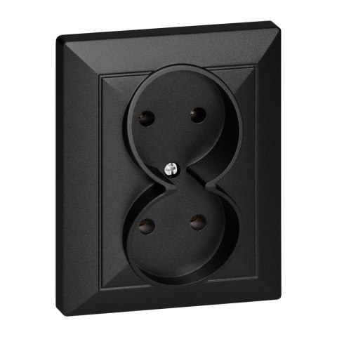 Gniazdo podwójne p/t 2x2P Pearl, 16A, 250V, PT-5 P, czarny
