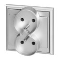 Gniazdo podwójne p/t 2x2P+Z Luna, 16A, 250V, PT-6LR, srebrny