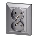 Gniazdo podwójne p/t 2x2P+Z Pearl, 16A, 250V, PT-6 P, antracyt