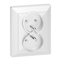 Gniazdo podwójne p/t 2x2P+Z Pearl, 16A, 250V, PT-6 P, biały