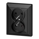 Gniazdo podwójne p/t 2x2P+Z Pearl, 16A, 250V, PT-6 P, czarny