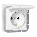 Gniazdo pojedyncze p/t 2P+Z Schuko bryzgoszczelne z klapką Pearl, 16A, 250V, PT-17PH, biały