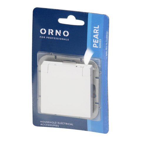 Gniazdo pojedyncze p/t 2P+Z bryzgoszczelne z klapką Pearl, 16A, 250V, PT-16PH, biały