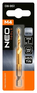 Wiertło gwintujące HSS TiN, M4 x 0.7 mm, Hex