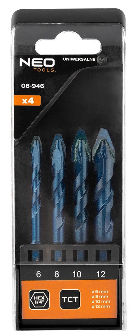 Zestaw wierteł uniwersalnych HEX 6,8,10,12 mm