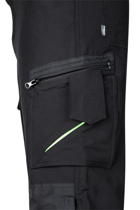 Spodnie robocze Mix&Match, 4 way stretch, czarno-zielone, rozmiar L