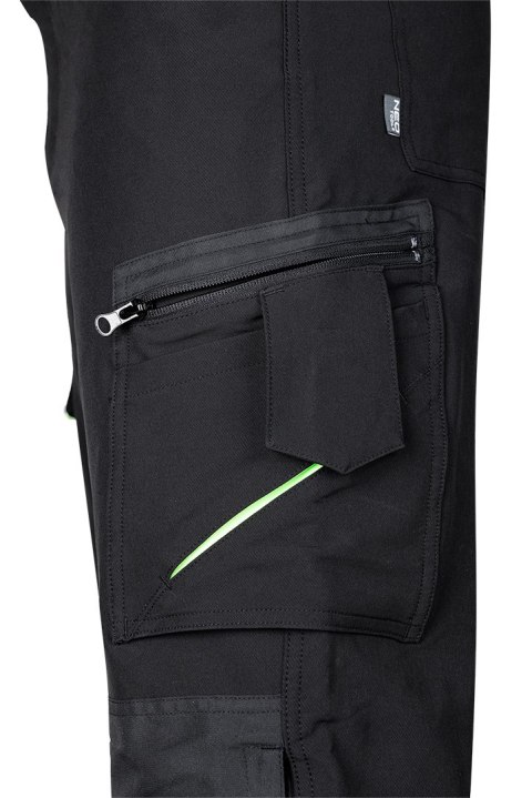 Spodnie robocze Mix&Match, 4 way stretch, czarno-zielone, rozmiar M
