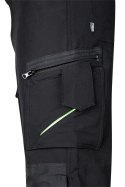 Spodnie robocze Mix&Match, 4 way stretch, czarno-zielone, rozmiar S
