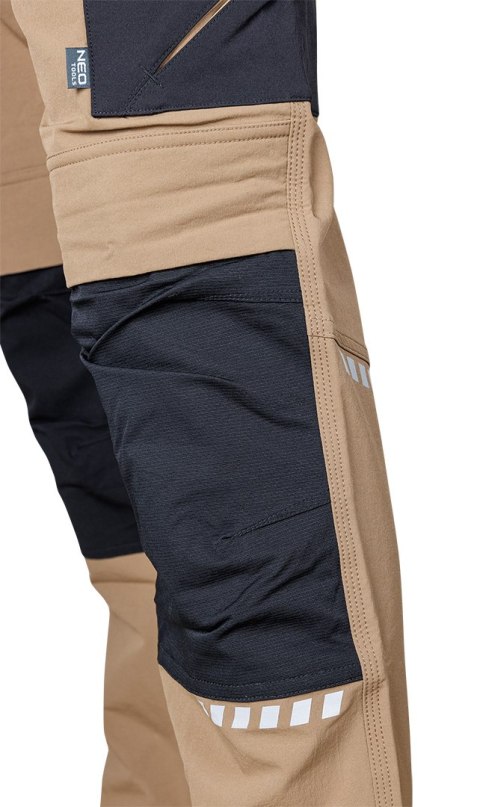 Spodnie robocze Mix&Match, 4 way stretch, z kaburami, Cordura, beżowo-czarne, rozmiar XL