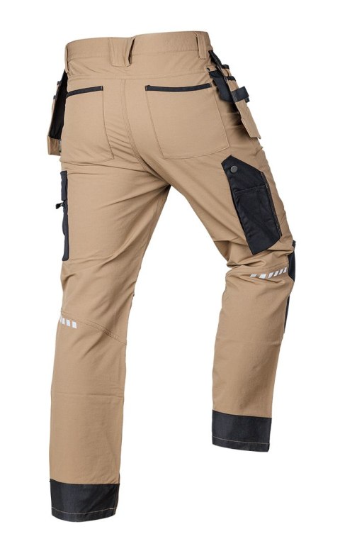 Spodnie robocze Mix&Match, 4 way stretch, z kaburami, Cordura, beżowo-czarne, rozmiar XXXL