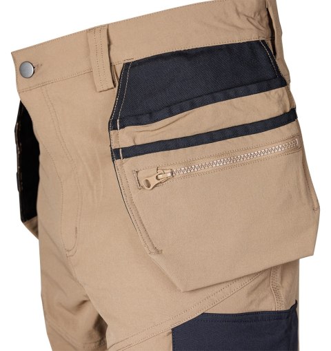 Spodnie robocze Mix&Match, 4 way stretch, z kaburami, Cordura, beżowo-czarne, rozmiar S