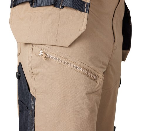 Spodnie robocze Mix&Match, 4 way stretch, z kaburami, Cordura, beżowo-czarne, rozmiar S