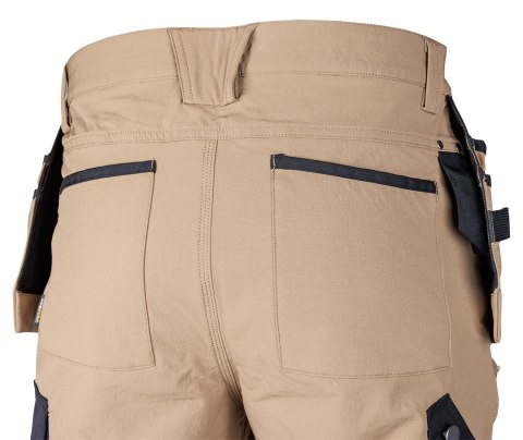 Spodnie robocze Mix&Match, 4 way stretch, z kaburami, Cordura, beżowo-czarne, rozmiar S