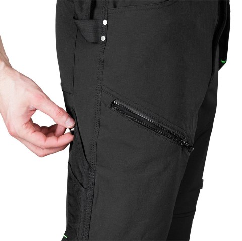Spodnie robocze Mix&Match, 4 way stretch, z kaburami, Cordura, czarne, rozmiar XL