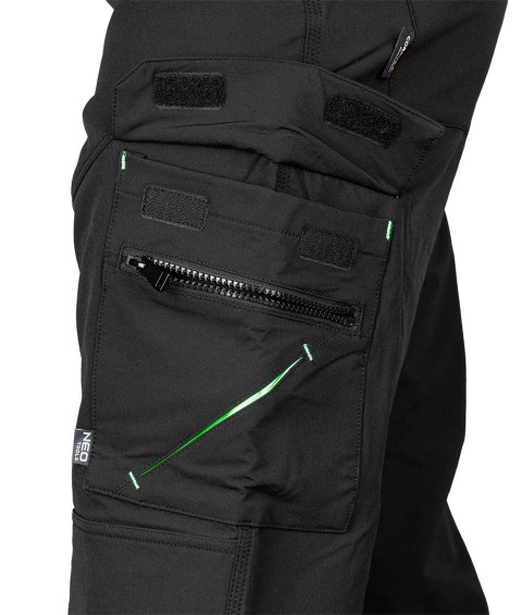 Spodnie robocze Mix&Match, 4 way stretch, z kaburami, Cordura, czarne, rozmiar XS