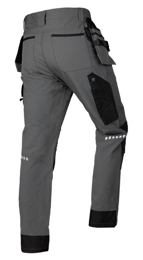 Spodnie robocze Mix&Match, 4 way stretch, z kaburami, Cordura, szaro-czarne, rozmiar L