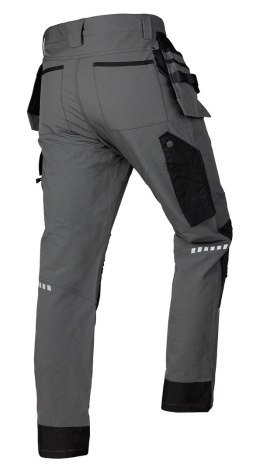 Spodnie robocze Mix&Match, 4 way stretch, z kaburami, Cordura, szaro-czarne, rozmiar XXL