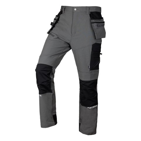Spodnie robocze Mix&Match, 4 way stretch, z kaburami, Cordura, szaro-czarne, rozmiar XXXL