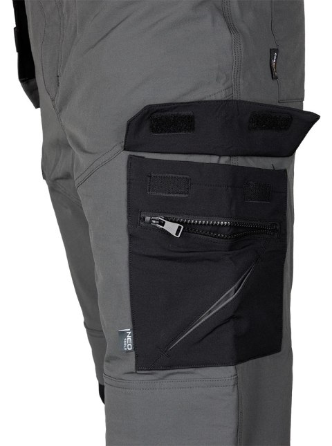 Spodnie robocze Mix&Match, 4 way stretch, z kaburami, Cordura, szaro-czarne, rozmiar XXXL
