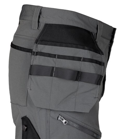 Spodnie robocze Mix&Match, 4 way stretch, z kaburami, Cordura, szaro-czarne, rozmiar M