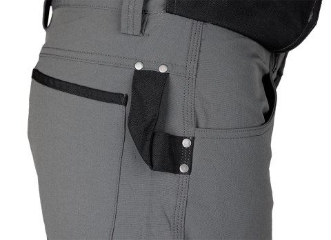 Spodnie robocze Mix&Match, 4 way stretch, z kaburami, Cordura, szaro-czarne, rozmiar S