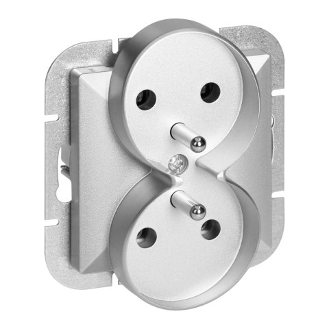 Gniazdo podwójne p/t 2x2P+Z Pearl, 16A, 250V, PT-6 P, srebrny