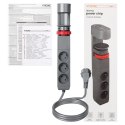 Przedłużacz biurkowy 3-krotny 2P+Z, 1,5M H05VV-F 3x1,5mm?, 2xUSB+1 typu C