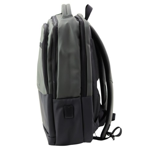 Plecak Miejski Biznesowy USB Kieszeń Na Laptopa Czarno Szary 16L 41cm