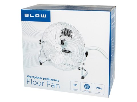 44-651# Wentylator podłogowy 12"/30cm 70w cyrkulator srebrny"