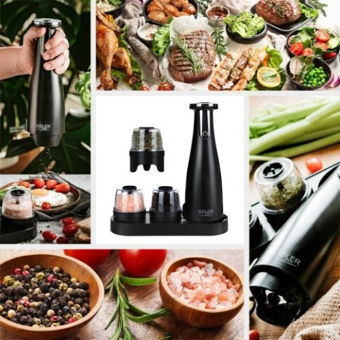 AD 4449 black Młynek do przypraw, soli i pieprzu - zestaw 3 młynków - usb