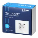 Gniazdo pojedyncze 2P+Z, USB-A + USB-C, PD, max. 20W, biały