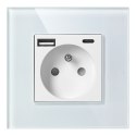 Gniazdo pojedyncze 2P+Z, USB-A + USB-C, PD, max. 20W, biały