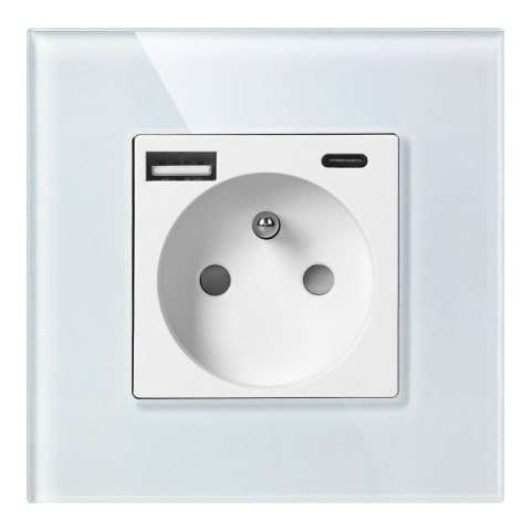 Gniazdo pojedyncze 2P+Z, USB-A + USB-C, PD, max. 20W, biały