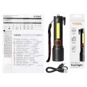 Latarka LED, 270/105lm, 1200mAh, przecinak do pasów, młotek bezpieczeństwa