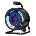 Przedłużacz bębnowy, 4 gniazda 2P+Z, Schuko, kabel PVC H05VV-F 3x1,5mm?, długość 25m, termik, przesłony torów prądowych