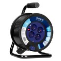 Przedłużacz bębnowy, 4 gniazda 2P+Z, kabel PVC H05VV-F 3x1,5mm?, długość 25m, termik, przesłony torów prądowych
