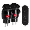 Zestaw bezprzewodowych gniazd MINI Schuko, sterowanych pilotem 2+1, 2300W, IP44