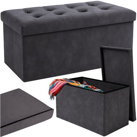 Pufa welurowa szara 76x38x38cm Ruhhy 26130