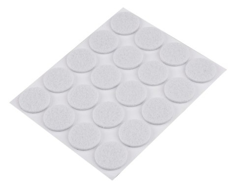 Podkładki filcowe okrągłe samoprzylepne, białe 20 mm, 20 szt.