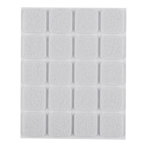 Podkładki filcowe samoprzylepne, białe 20x20 mm, 20 szt.