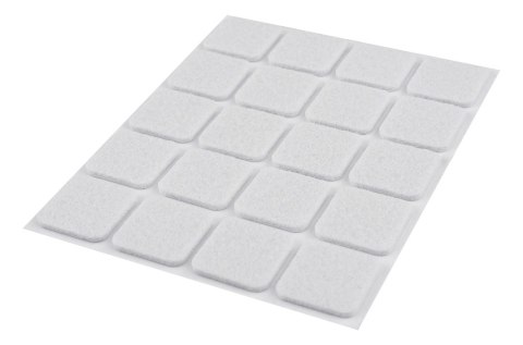 Podkładki filcowe samoprzylepne, białe 20x20 mm, 20 szt.