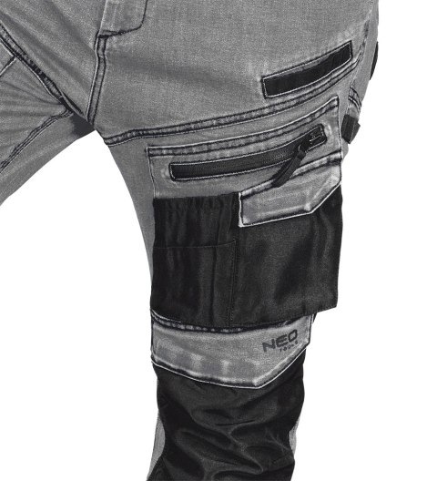 Spodnie robocze DENIM, wzmocnienia Oxford, szare, rozmiar XL