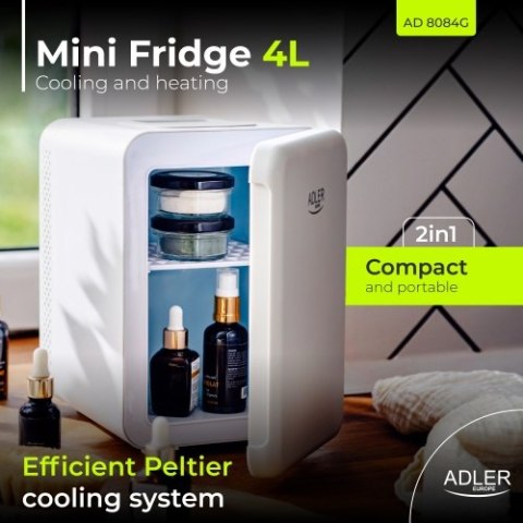 AD 8084 white Mini lodówka 4l | chłodzenie i podgrzewanie | do domu i samochodu | system peltiera