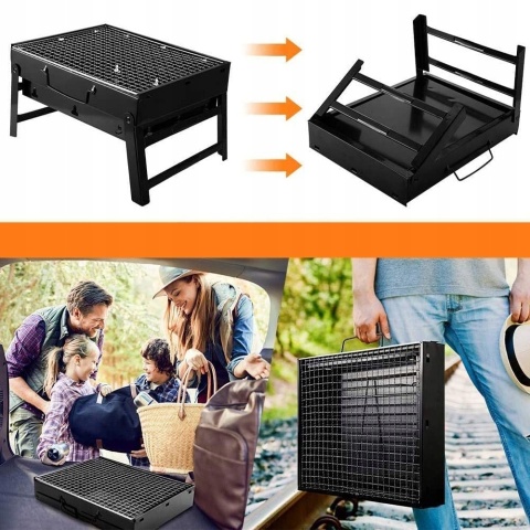 Grill węglowy TURYSTYCZNY 35 x 27 cm – Kempingowy, Przenośny, Składany